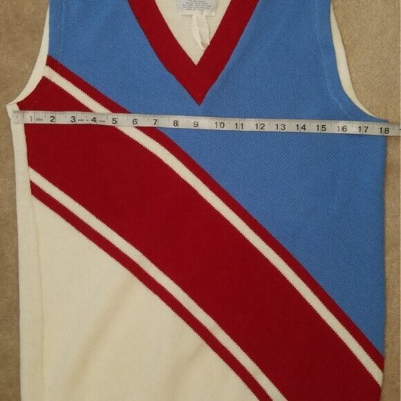 Cheerleader Supply Co Vintage Sweater Vest Size 40 Red White Blue 100% Acrylic - Picture 7 of 8